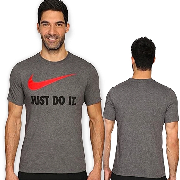 Nike Shirts Nike The Nike Tee Just Do It Red Swoosh Gray Mens Large